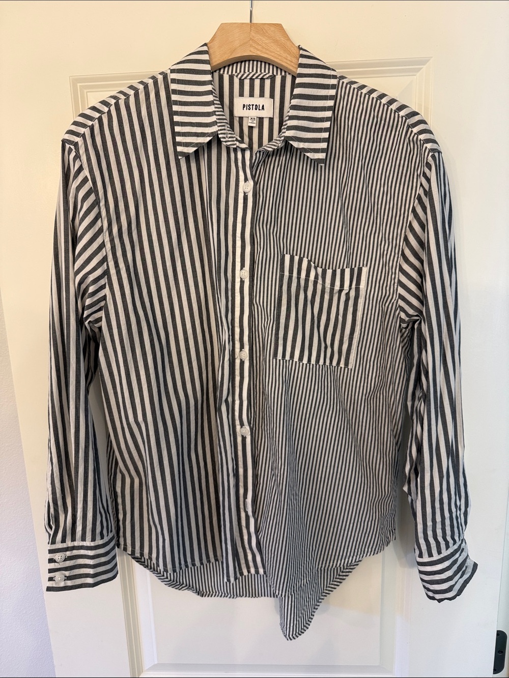 pistola Grey & White Vertical Stripe Button-Down Shirt